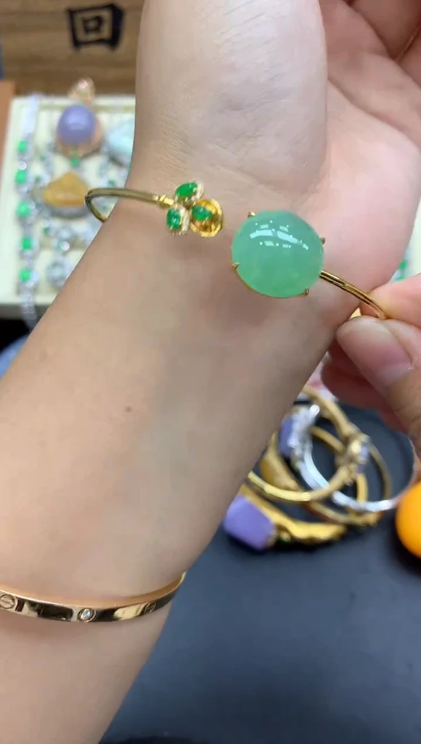 【闪购商品】翡翠手镯18K金镶嵌499-中国好珍宝