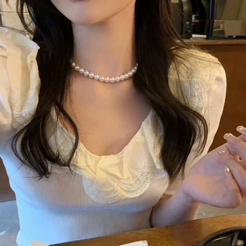 钛钢项链 小众设计珠珠项链气质简约经典轻奢百搭高级优雅法式