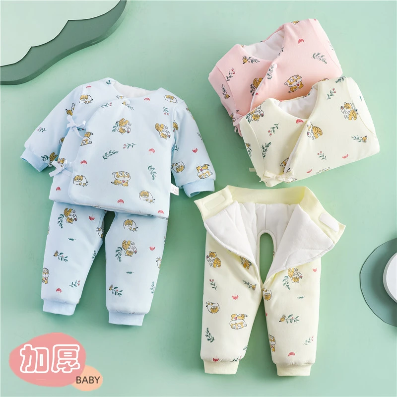 婴儿棉服冬季分体新生儿棉袄保暖套装初生秋冬款加厚和尚衣服夹棉