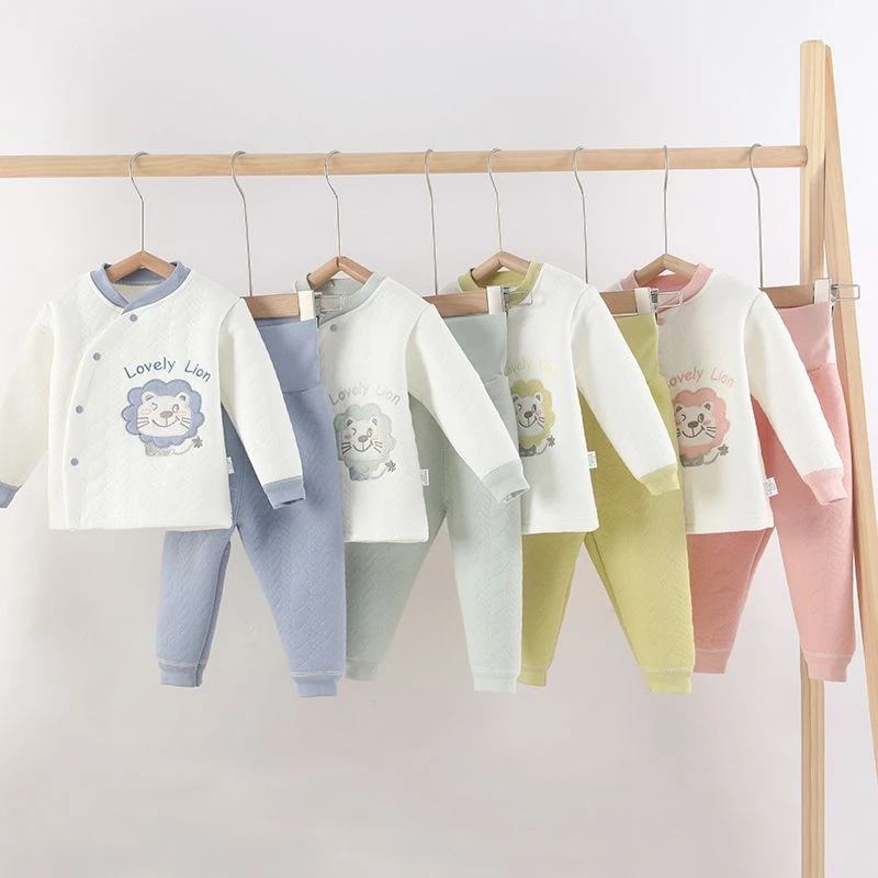 婴儿内衣套装秋冬款高腰护肚男女宝宝秋衣秋裤三层夹棉加厚保暖衣