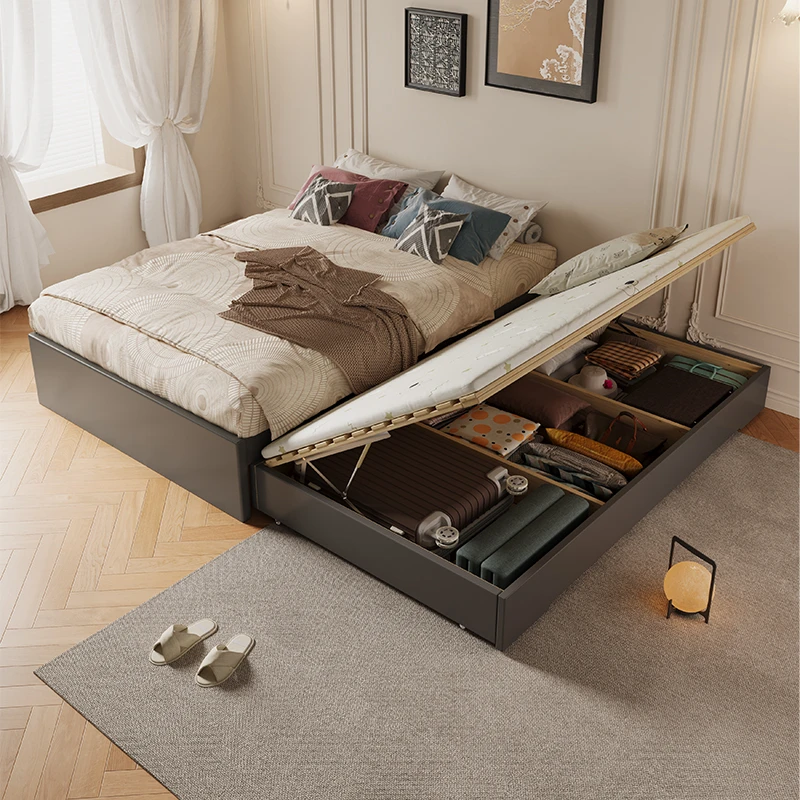 中古风全实木大床儿童床拖床简约小户型1.35米抽拉储物子母床1.2m