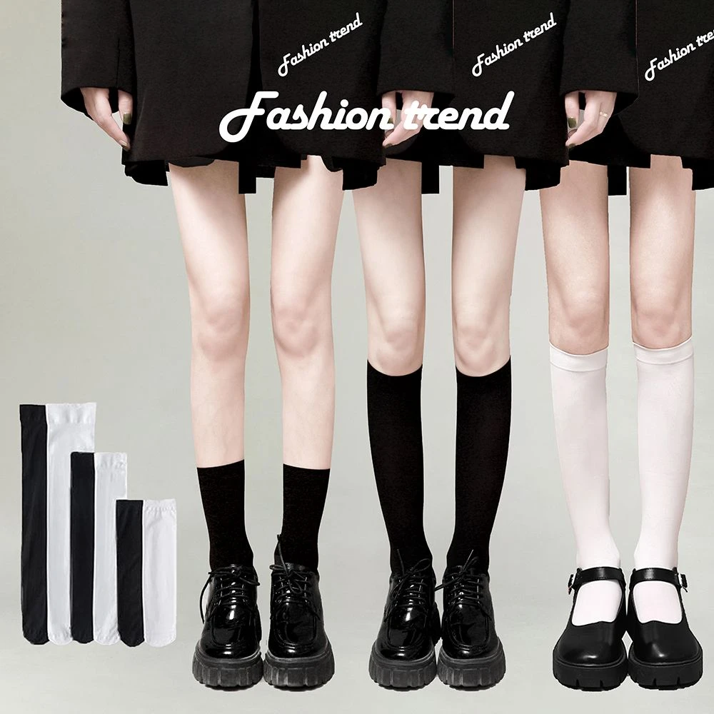小腿袜夏季薄款压力黑色瘦腿袜显瘦JK高压中筒袜ins韩日系长筒袜
