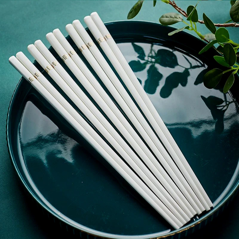 景德镇高档简约金陶瓷筷子10双装家用送礼骨瓷防霉