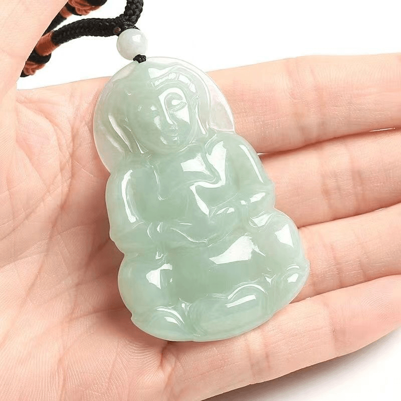 天然翡翠玉石吊坠项链挂件正品玉观音男女款生日节日礼物浅绿翡翠