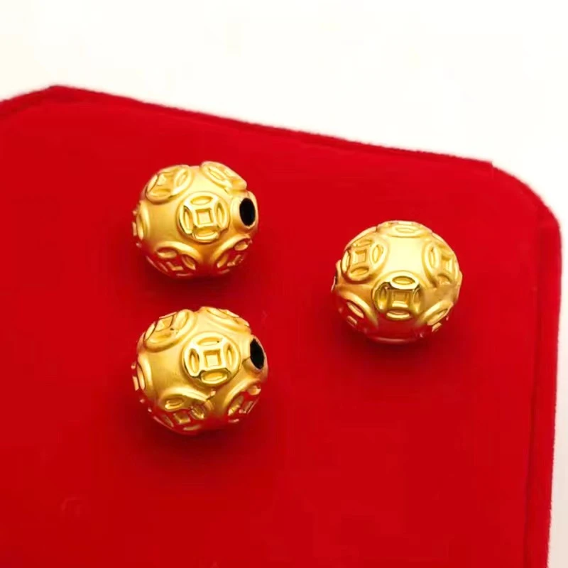 【黄合金材质】铜钱珠串珠散珠DIY精雕工艺金店同款工厂直销不掉色