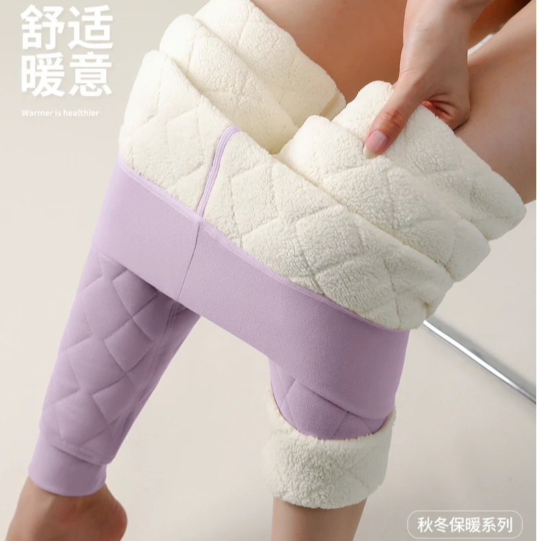 秋冬新款高腰羊毛保暖裤舒适大码超厚防寒内穿羊羔绒打底裤秋裤