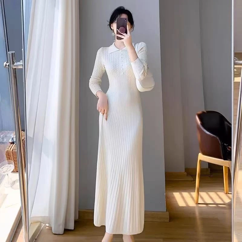 101-151中长款气质针织连衣裙