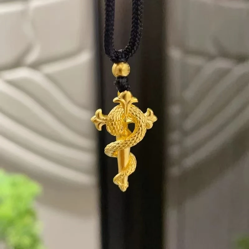 足金999蛇杖吊坠