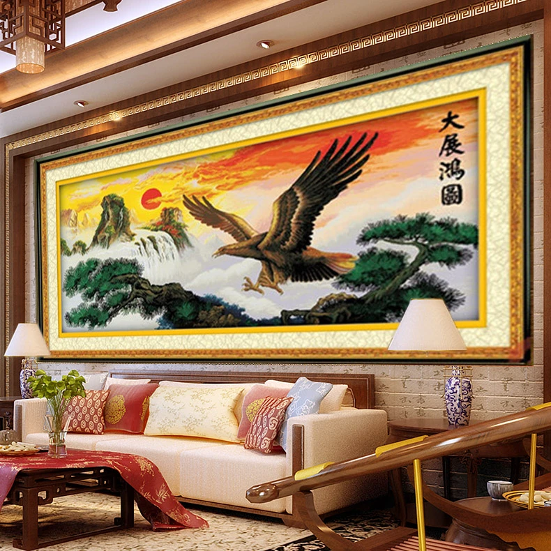 大展宏图十字绣2024新款线绣刺绣山水风景适合客厅自己绣高端大幅