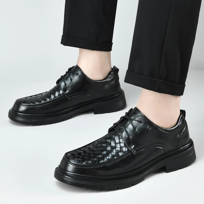 G5男士皮鞋商务正装系带鞋子时尚百搭韩版透气黑色潮流夏季鞋子男