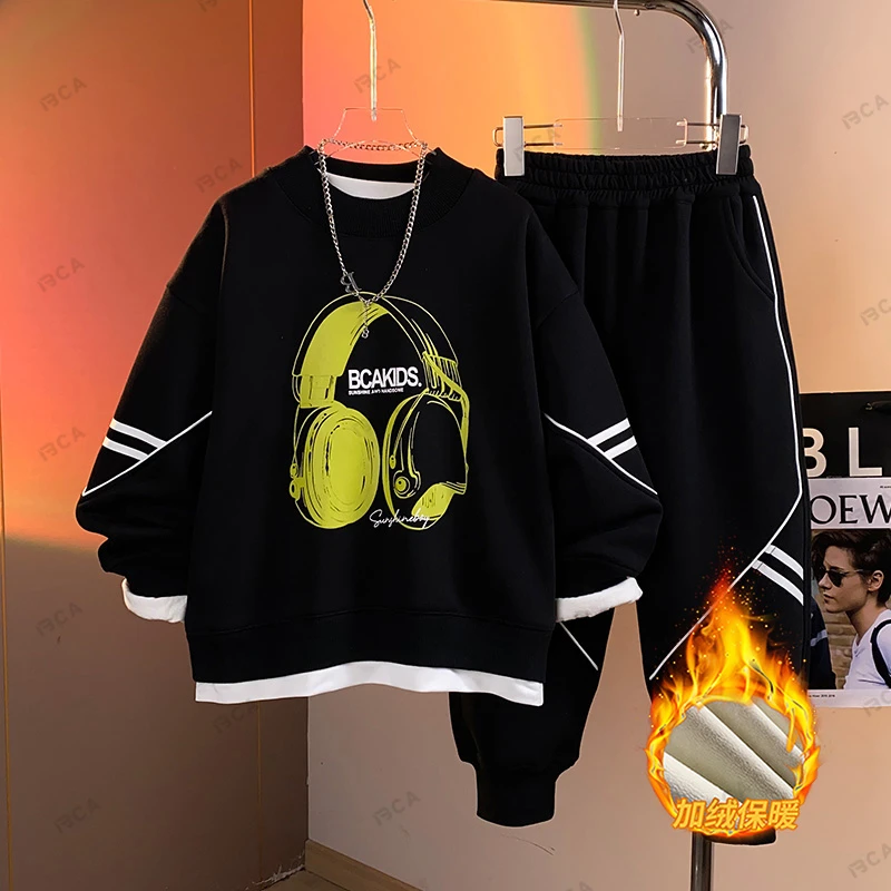 BCA中大童青少年秋冬季假两件加绒加厚卫衣套DF-套装2738