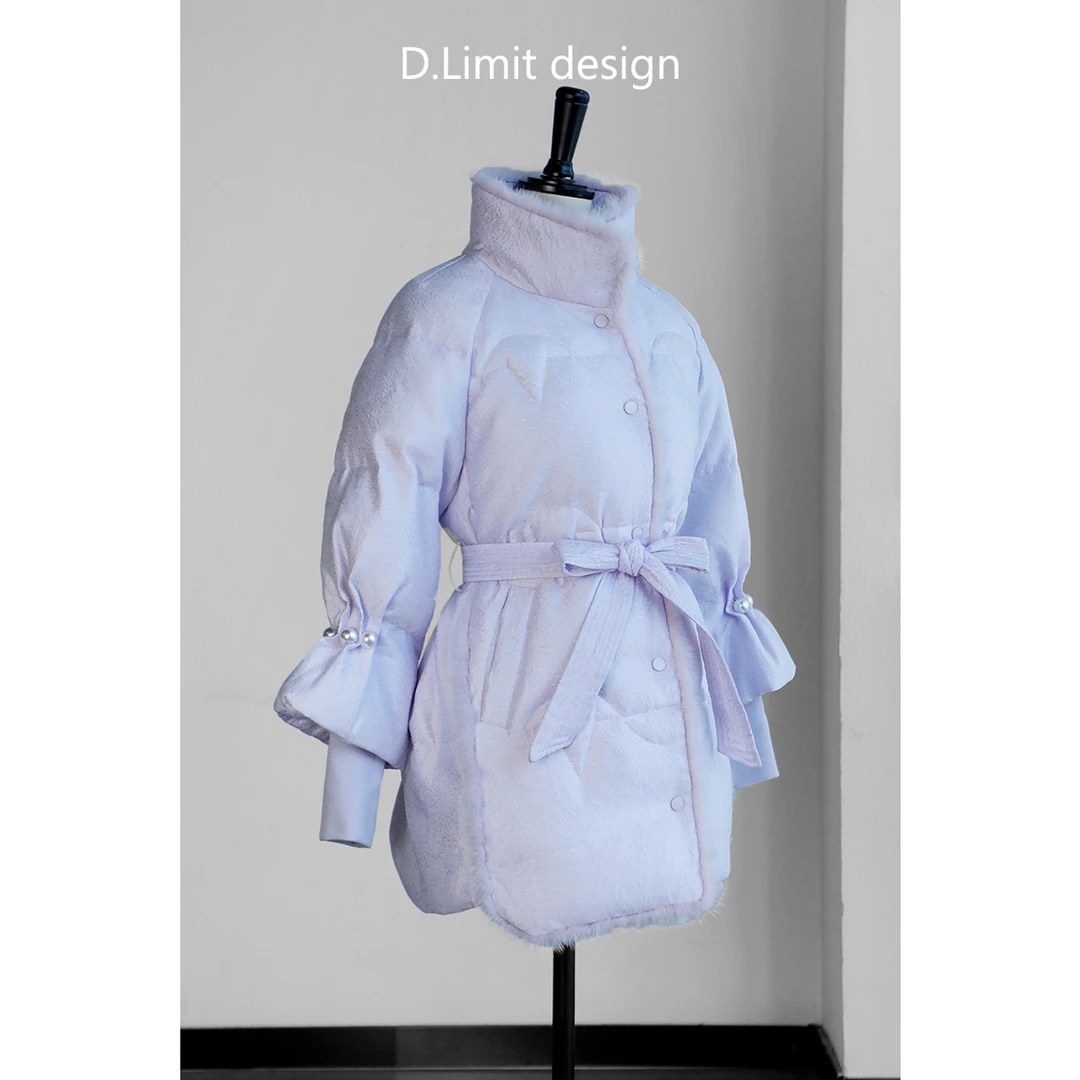【D.Limit design】简约珠珠立领中长款羽绒服（7）