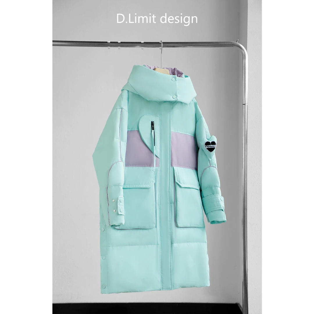 【D.Limit design】设计款拼色中长款连帽羽绒服（7）