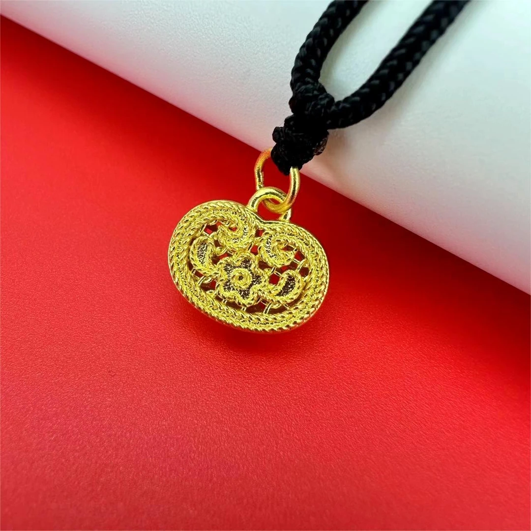 黄金 足金999  有钱花古法花丝工艺吊坠