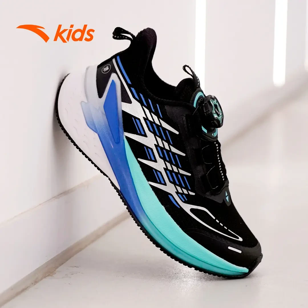 中国制造跑鞋安踏儿童轻便休闲男童纽扣透气网面运动鞋网面童鞋