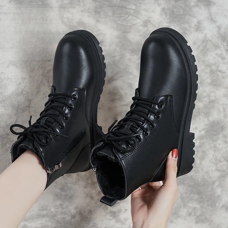 【雯雯】品牌断码真软皮马丁靴24年新款短靴冬季棉鞋加绒棉靴雪地靴