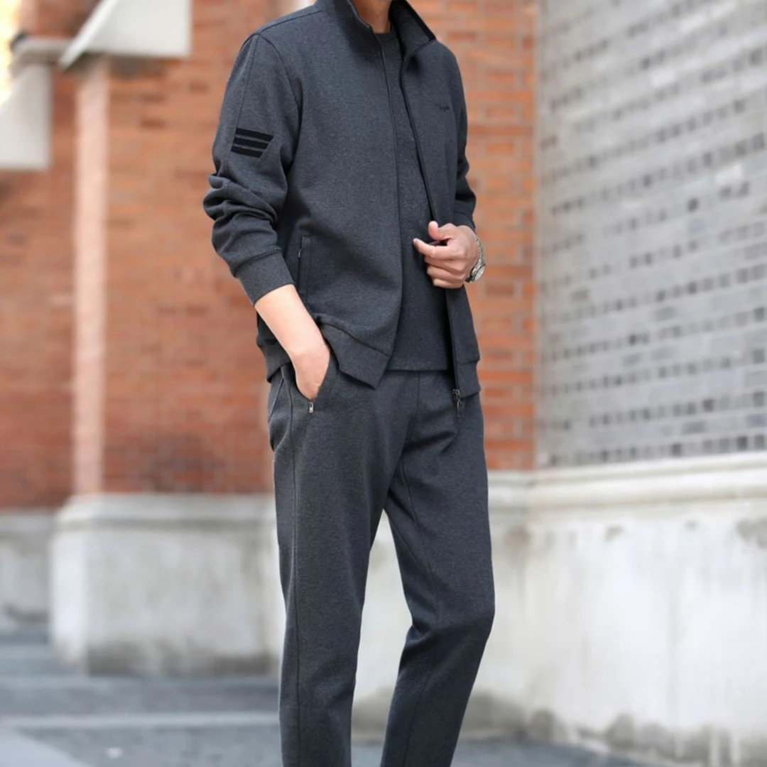 中老年运动套装春秋新款30-70岁休闲运动服男士爸爸运动套装大码