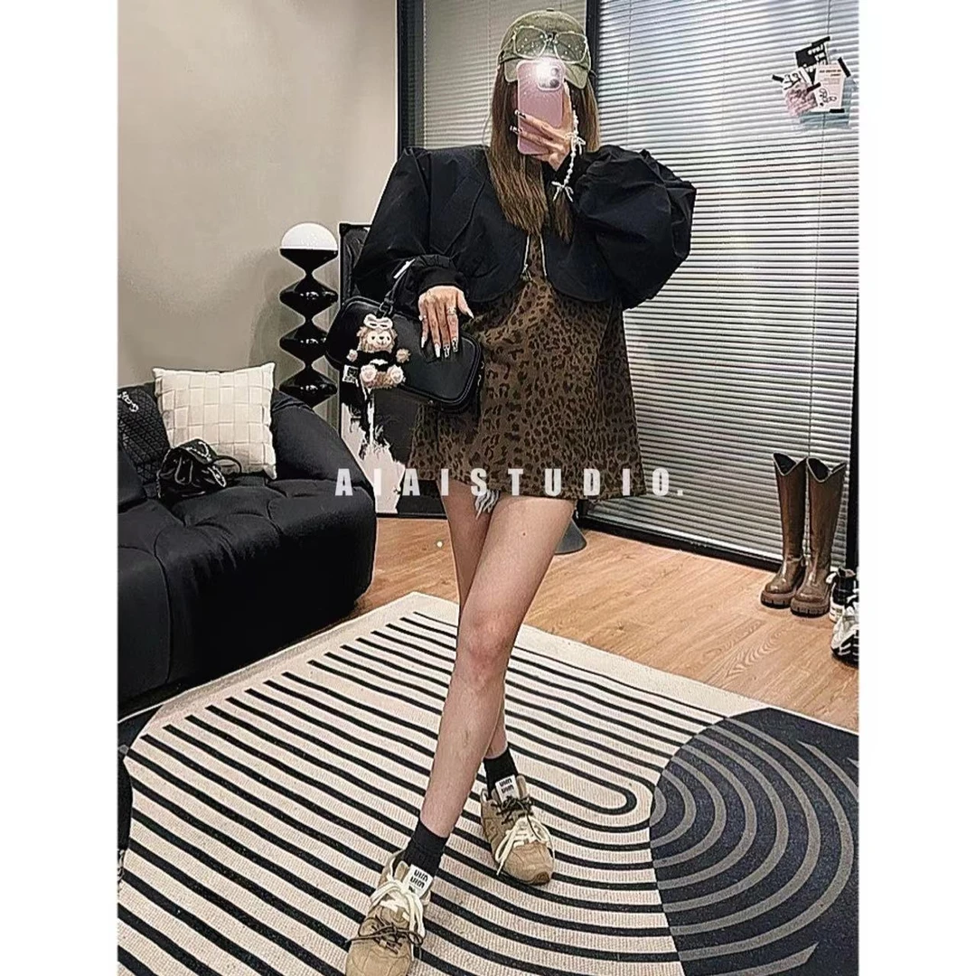 清仓不退换AIAI【高腰泡肩】秋季短款泡肩夹克休闲棒球宽松外套女