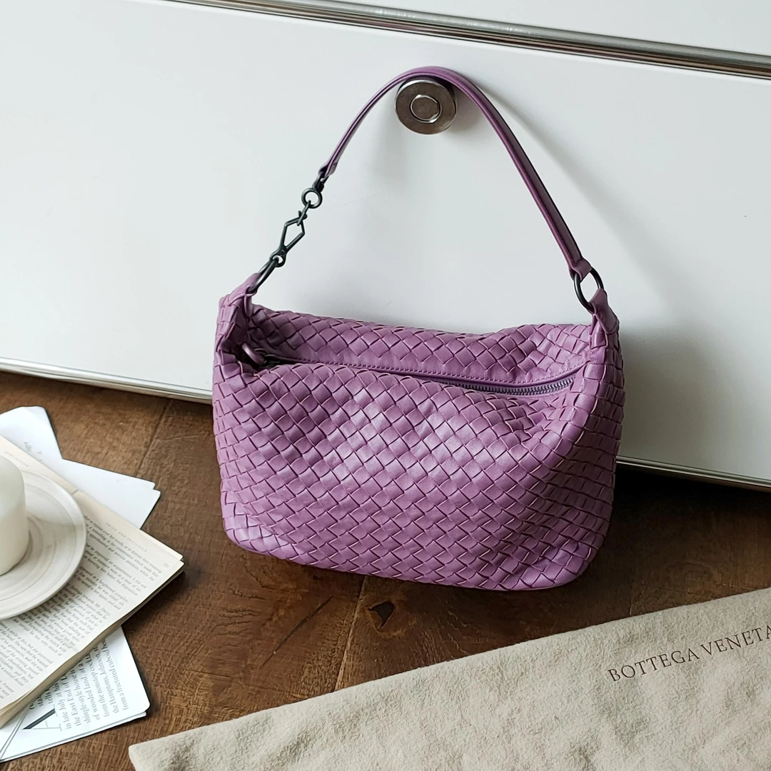 95新 BOTTEGA VENETA/葆蝶家 Azul-BV 葡萄紫羊皮编织饭盒包35062