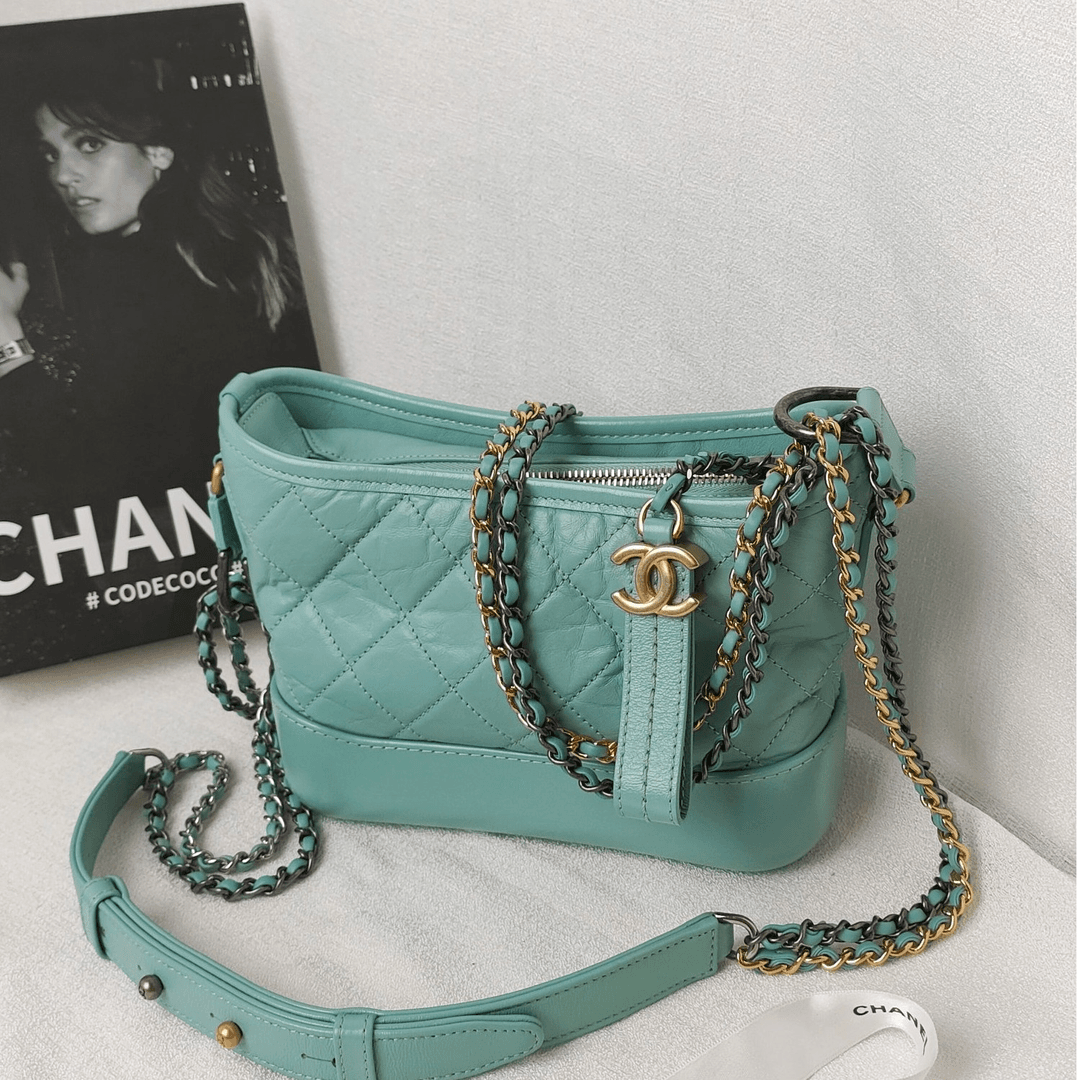 95新  Azul中古-Chanel 拆单 薄荷蓝牛皮流浪小号斜挎包21067