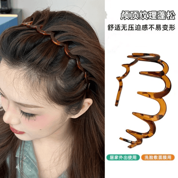 波浪发箍！甜美新款洗脸不卡头蓬松纹理感带齿梳防滑设计感发箍