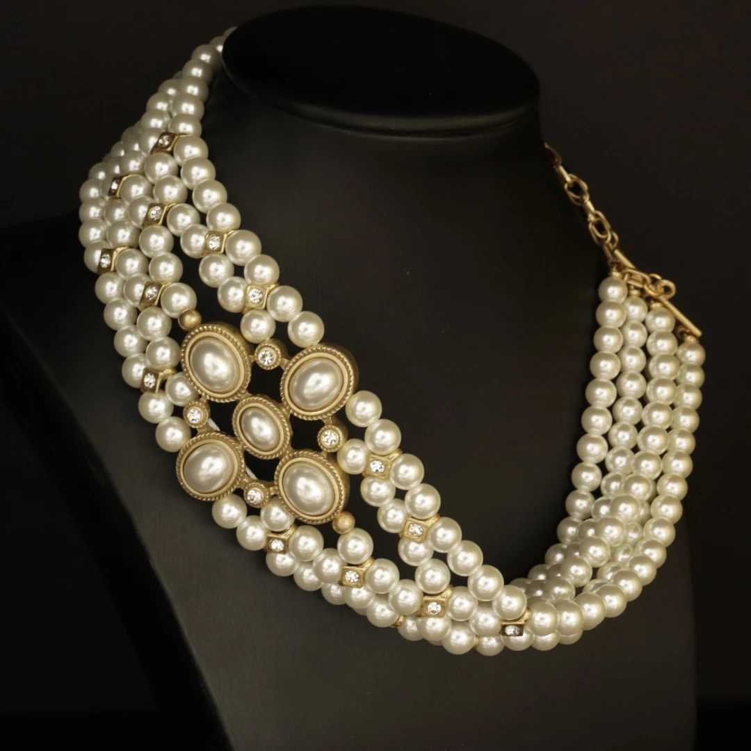 合金项链 ZITING 白色珠珠多层项链百搭颈链