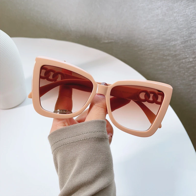 女款太阳镜防紫外线墨镜高级感大脸圆脸复古黑框茶色眼镜素颜神器