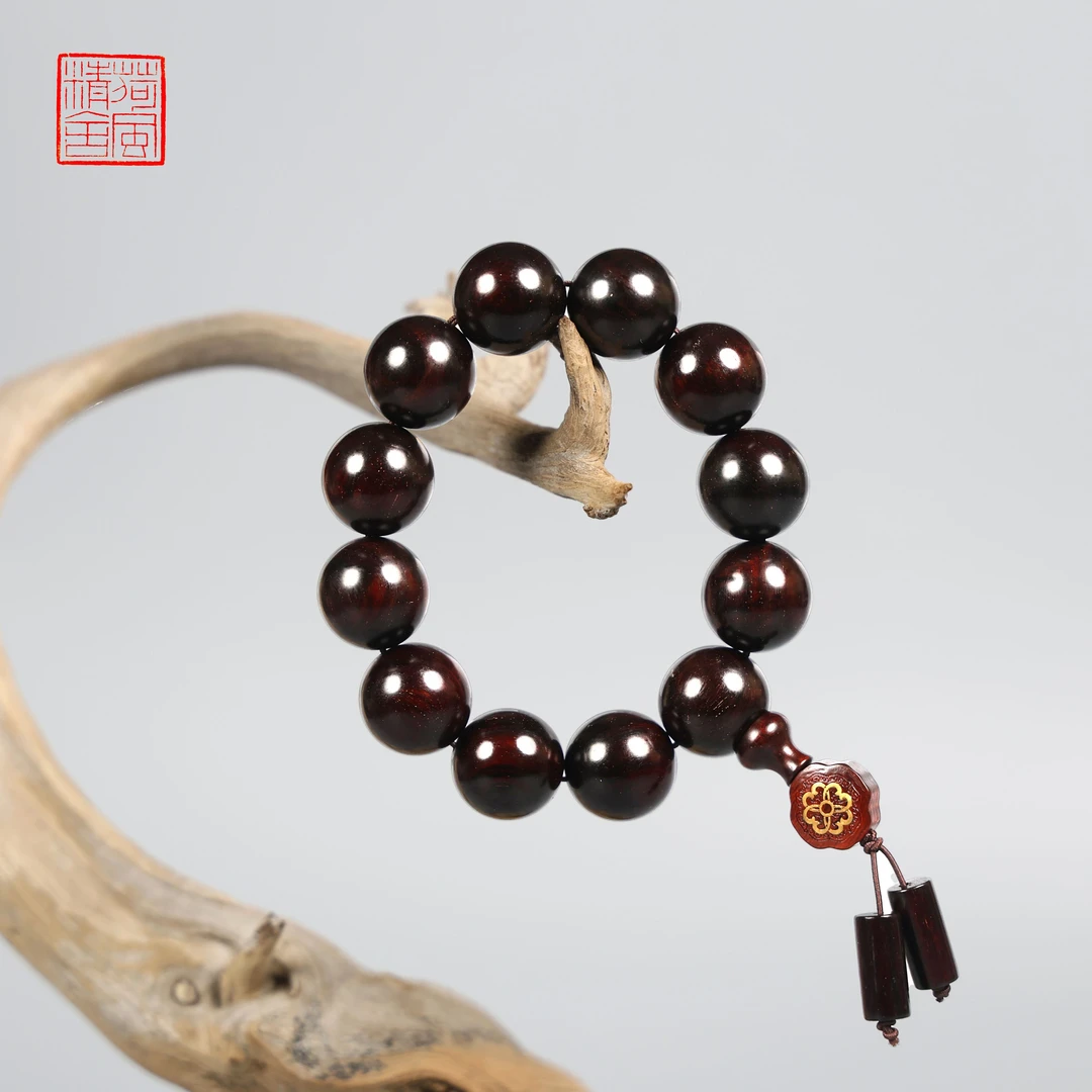 精品老料小叶紫檀带金星 2.0单圈手串-MZ005