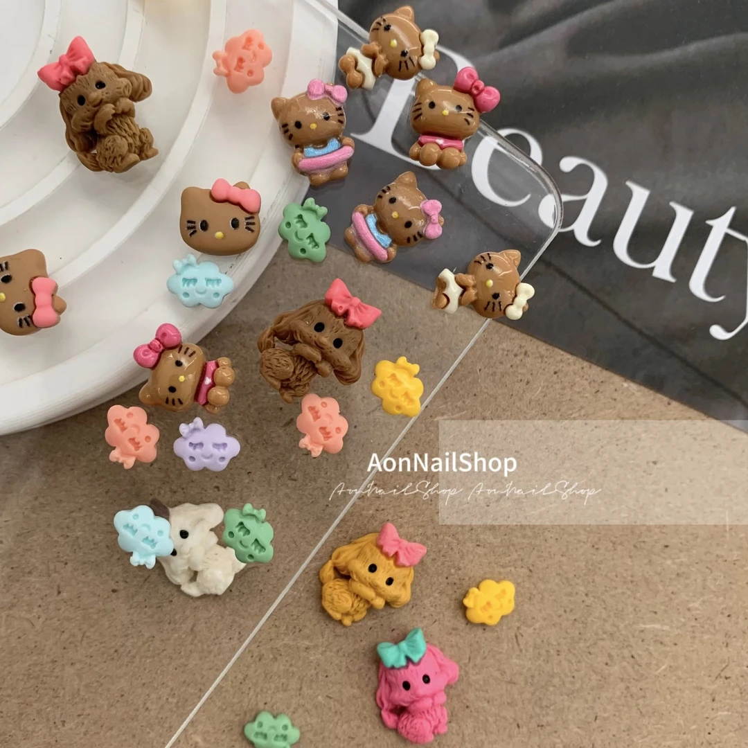 AONNAIL美甲饰品kitty小云朵雪糕狗吹泡泡的女孩立体卡通可爱