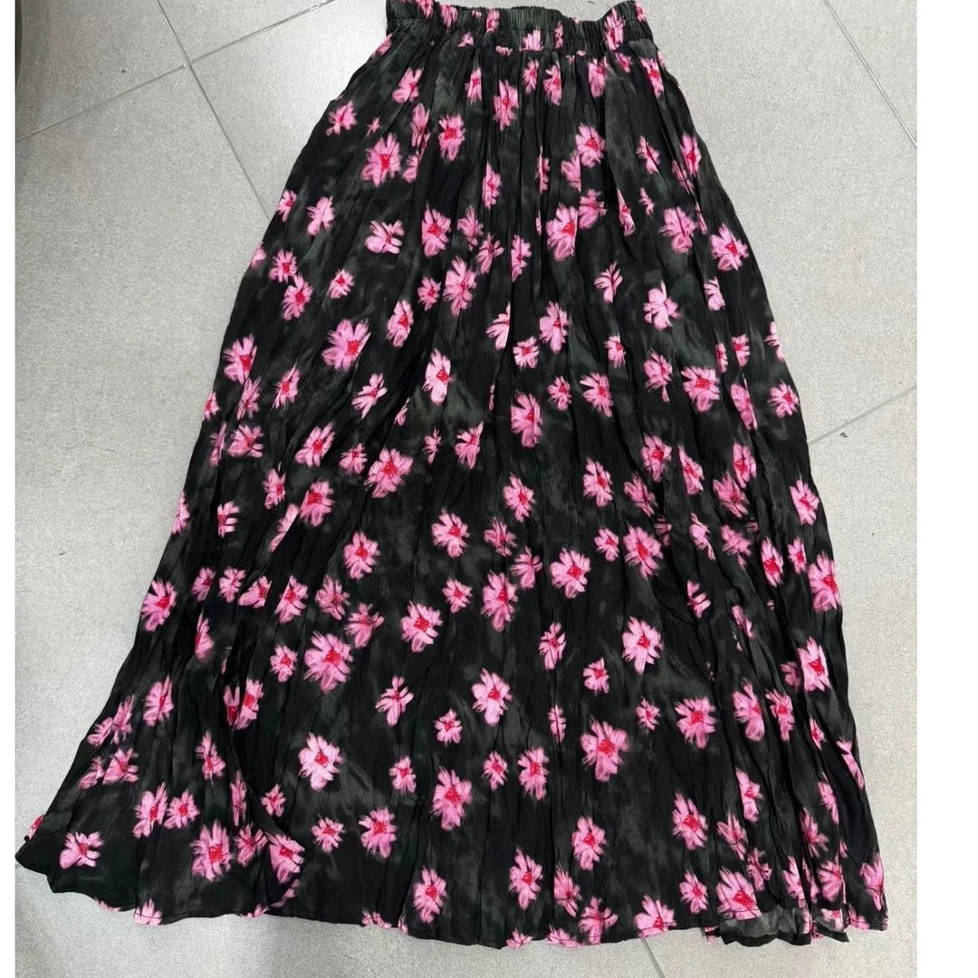 褶皱印花半裙20094黑色