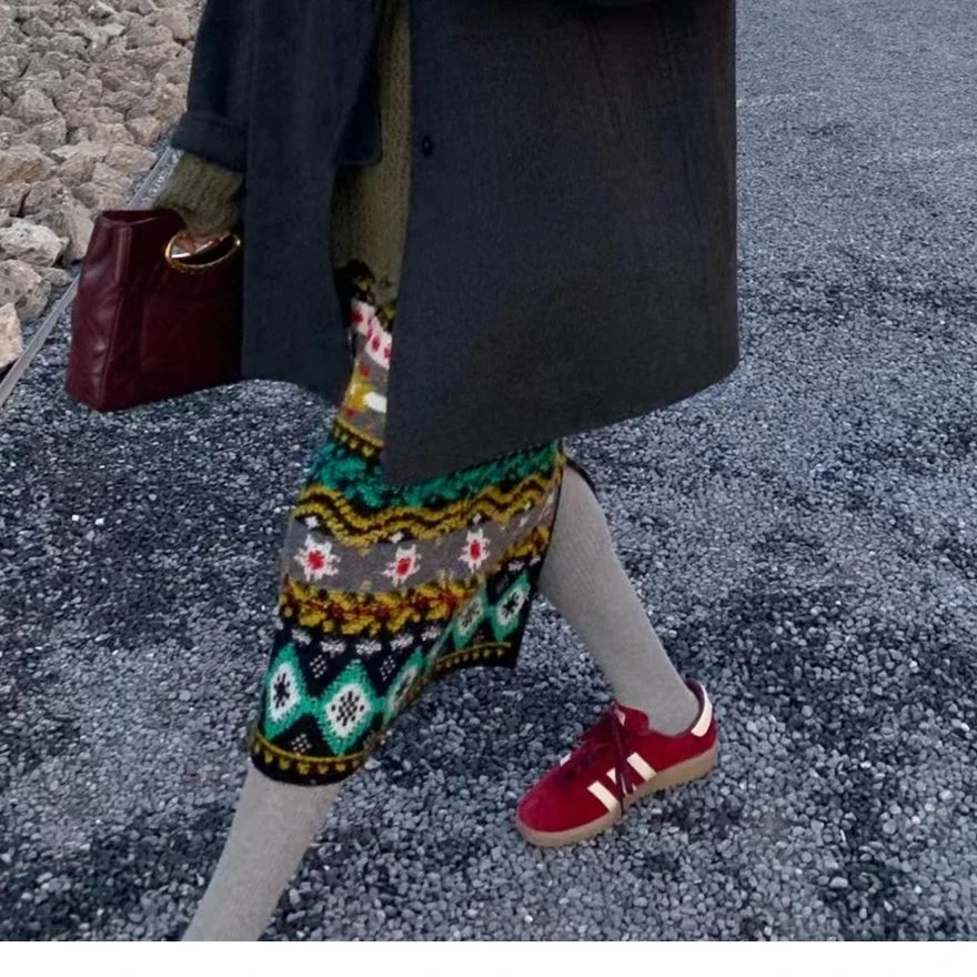 彩色针织半裙248819绿色