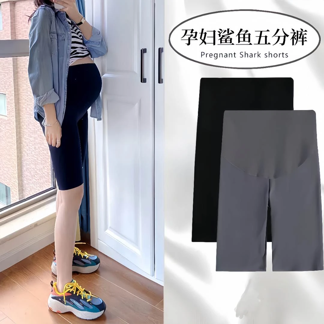 孕妇打底裤夏季薄款孕妇裤外穿鲨鱼五分安全裤瑜伽运动短裤孕妇装