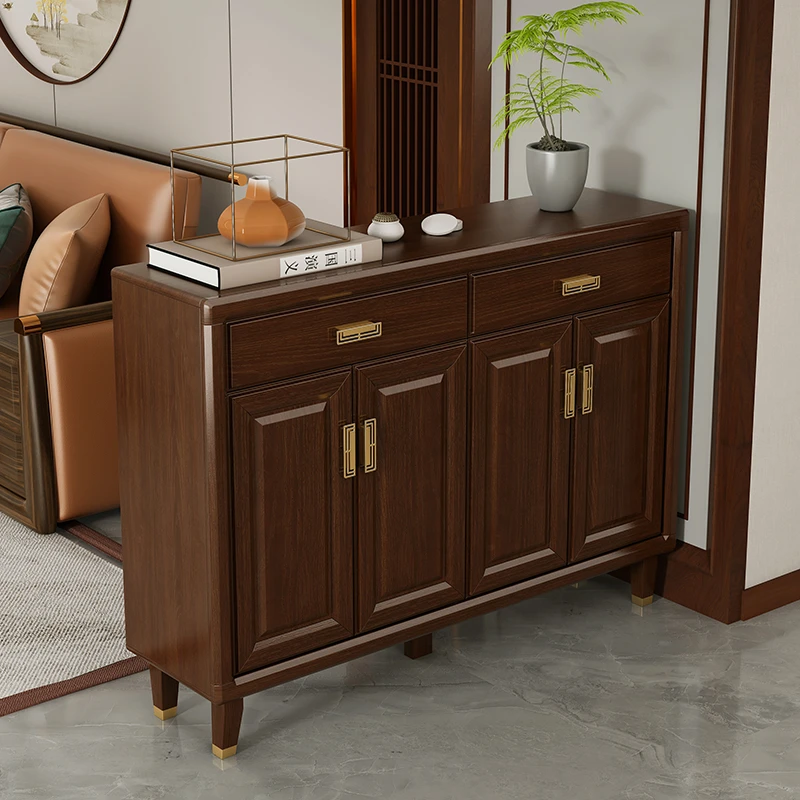 全实木入户鞋柜家具家用门口高端中式玄关鞋橱多功能客厅储物柜