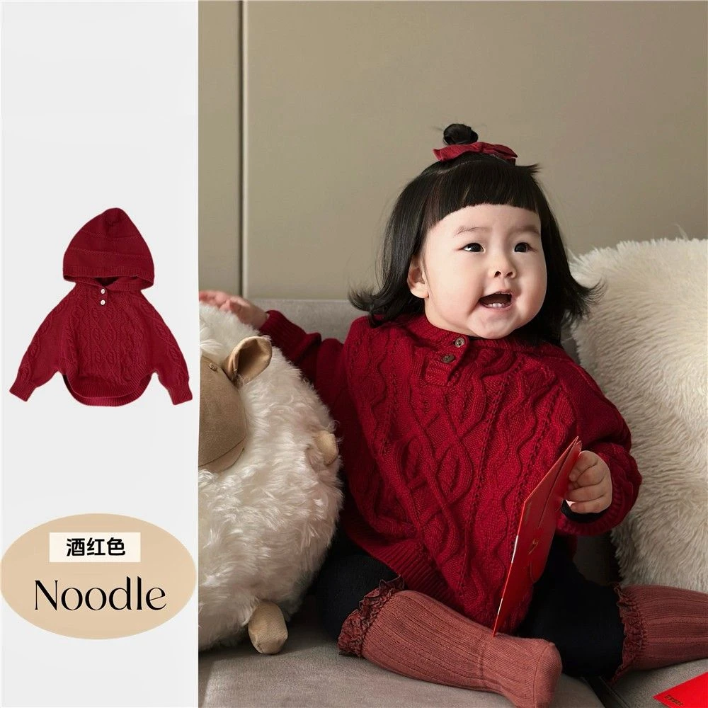 秋装童装韩版女童可爱连帽毛衣宝宝洋气麻花披肩斗篷针织套头上衣