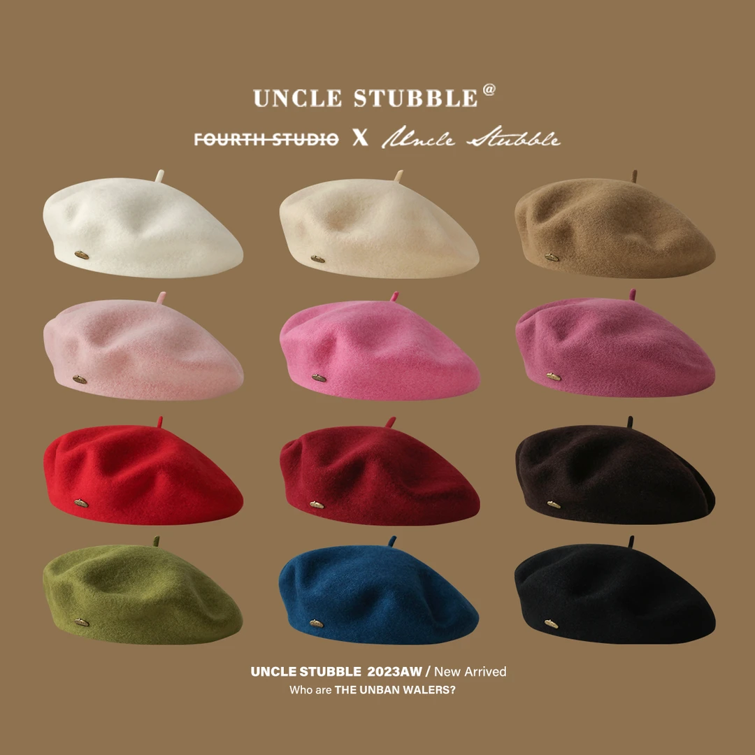 韩系羊毛贝雷帽女生百搭款英伦复古显脸小画家帽子秋冬毛呢蓓蕾帽