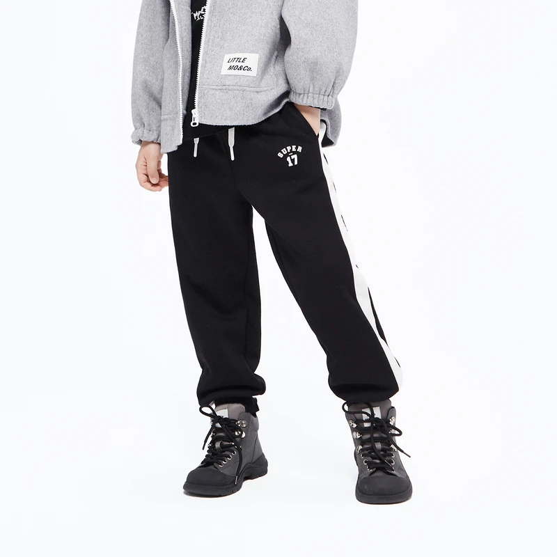 littlemoco童装冬季加绒长款束脚卫裤#KBC4PAT004