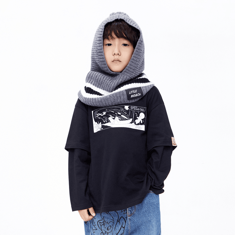 littlemoco童装Casper合作系列男女童假两件长袖T恤#KBB4TEE001