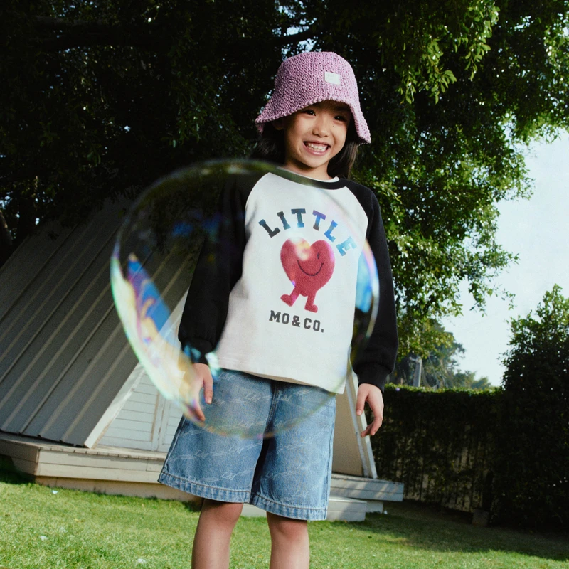 littlemoco童装春季插肩袖彩色印花T恤衫#KBD1SWST02