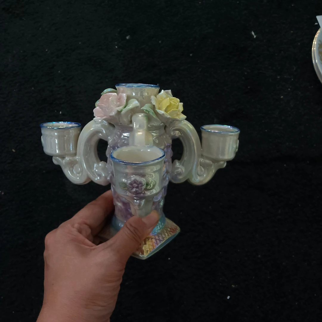 珍珠釉五头烛台 花瓶花器老仓库库存