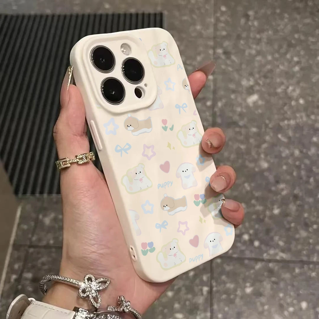 可爱小狗适用苹果16promax手机壳iphone15全包13硅胶12/11创意xr