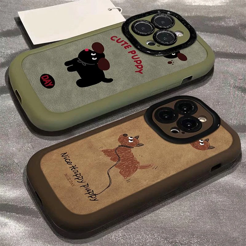 秋冬美拉德小狗适用iphone16苹果15/14手机壳11泡芙13全包12防摔X