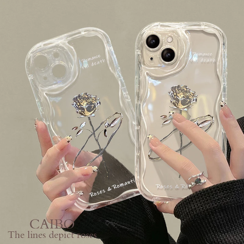 个性单只玫瑰iPhone13苹果14手机壳15promax简约12创意11小众7/8p