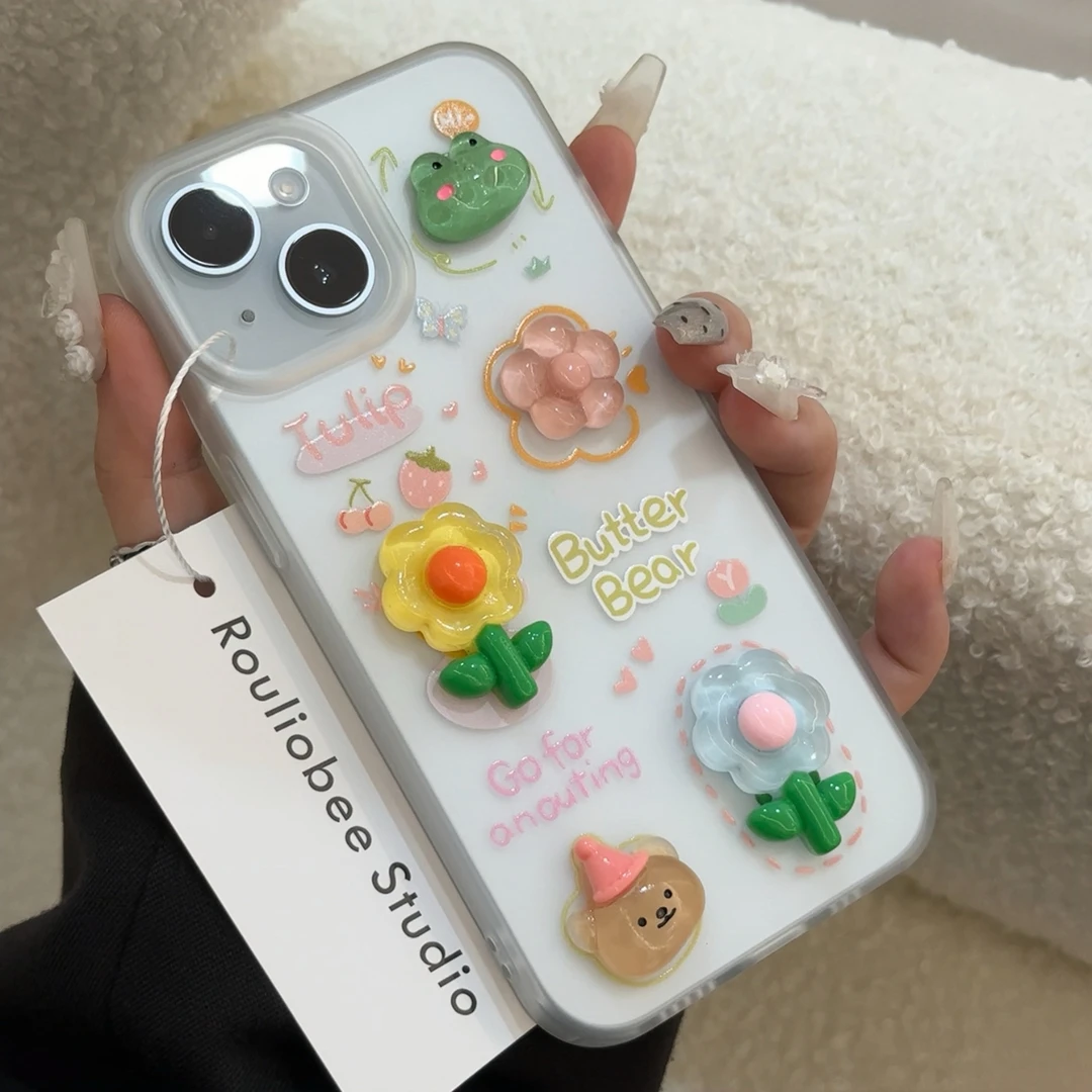 青蛙花适用iPhone12苹果15手机壳13promax创意14可爱11小众xs清新