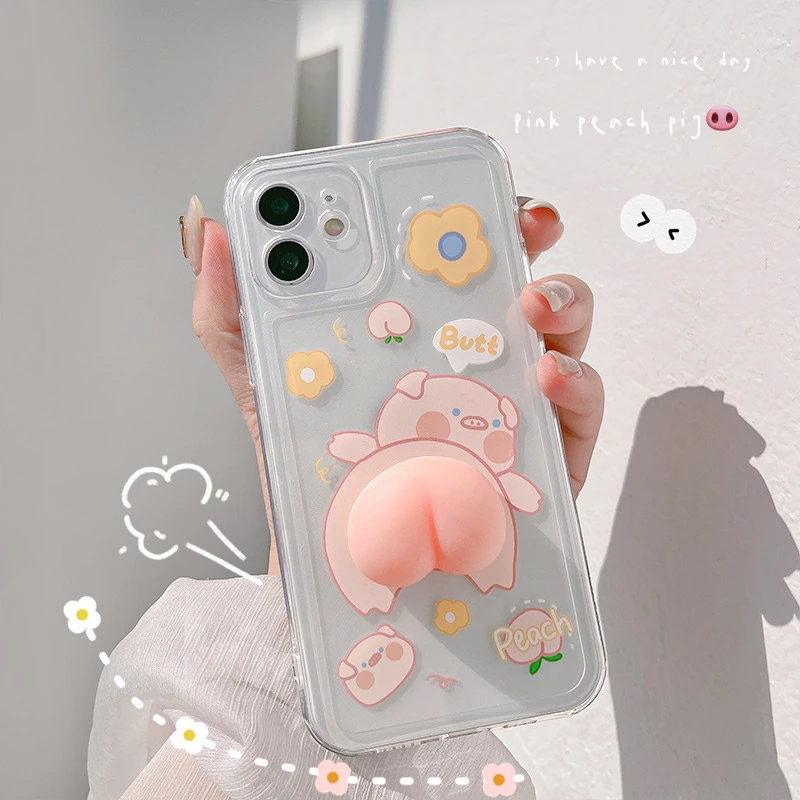 小猪屁股适用iPhone15promax苹果13手机壳14可爱12创意11卡通7/8p