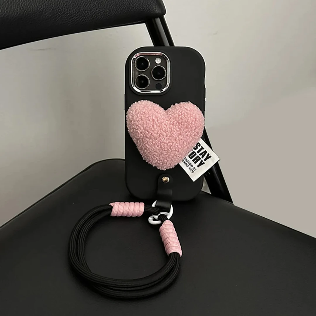 粉色立体爱心适用苹果16手机壳iphone15全包14promax软壳13可爱12