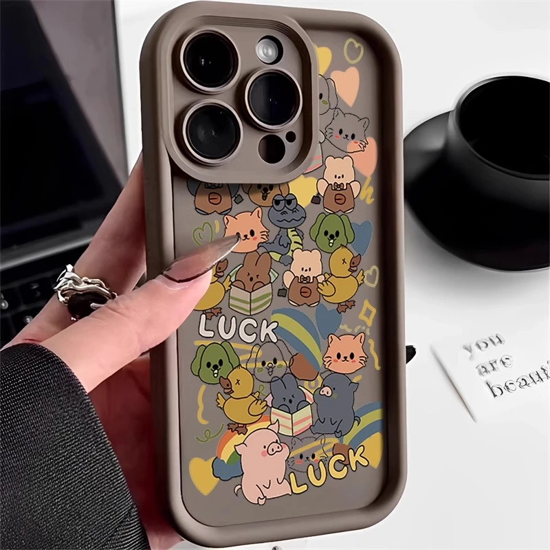 头像luck动物iphone14苹果13promax手机壳15可爱11卡通x涂鸦12pro