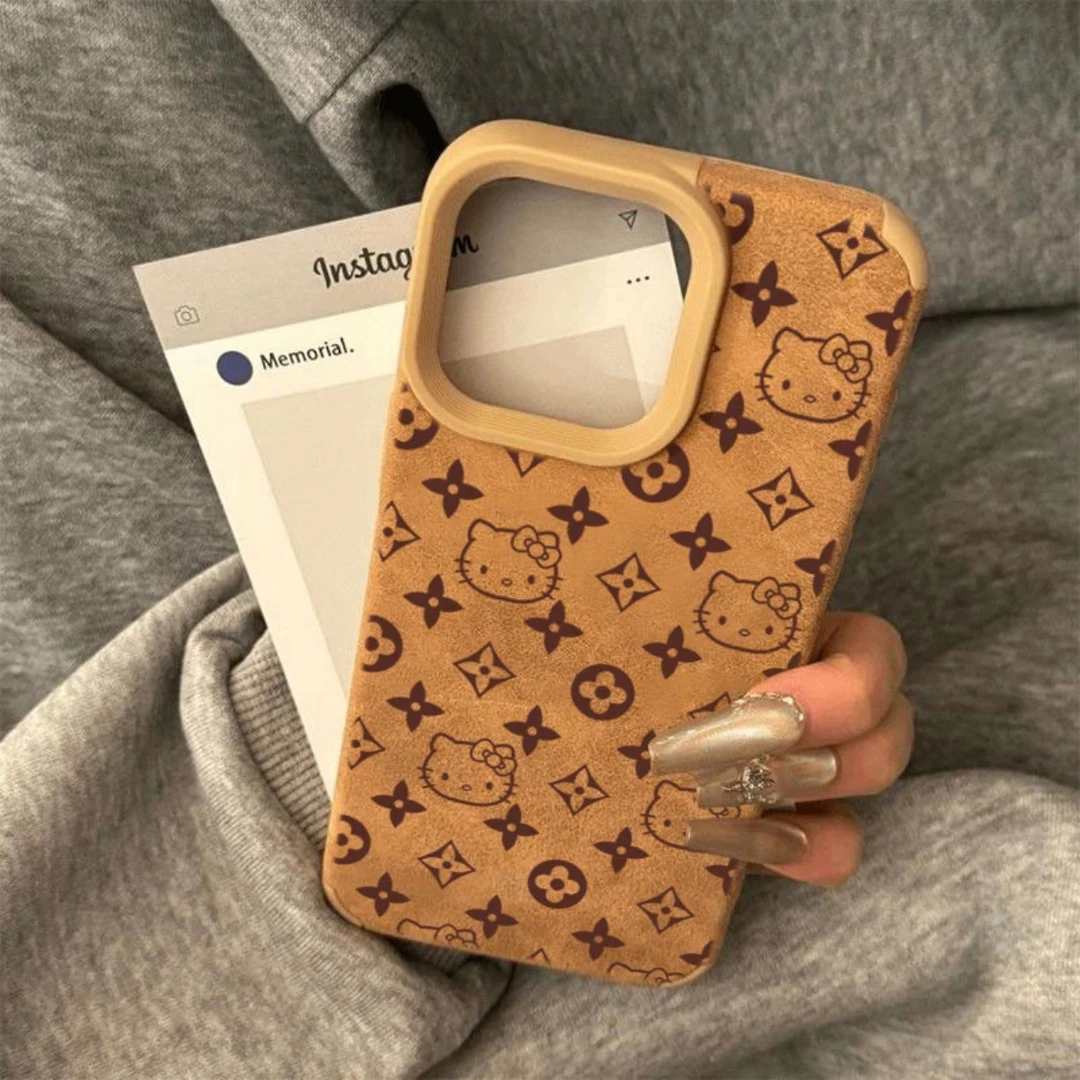 满屏花纹KT猫适用苹果16/15promax手机壳iphone14/13全包12/11/xr