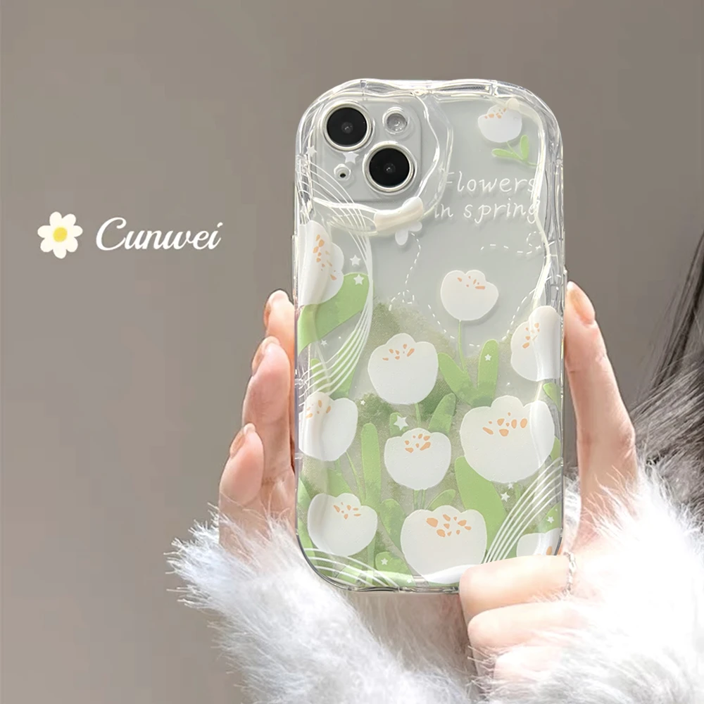 ins春天郁金香适用iPhone14苹果13手机壳15promax创意12小众x简约