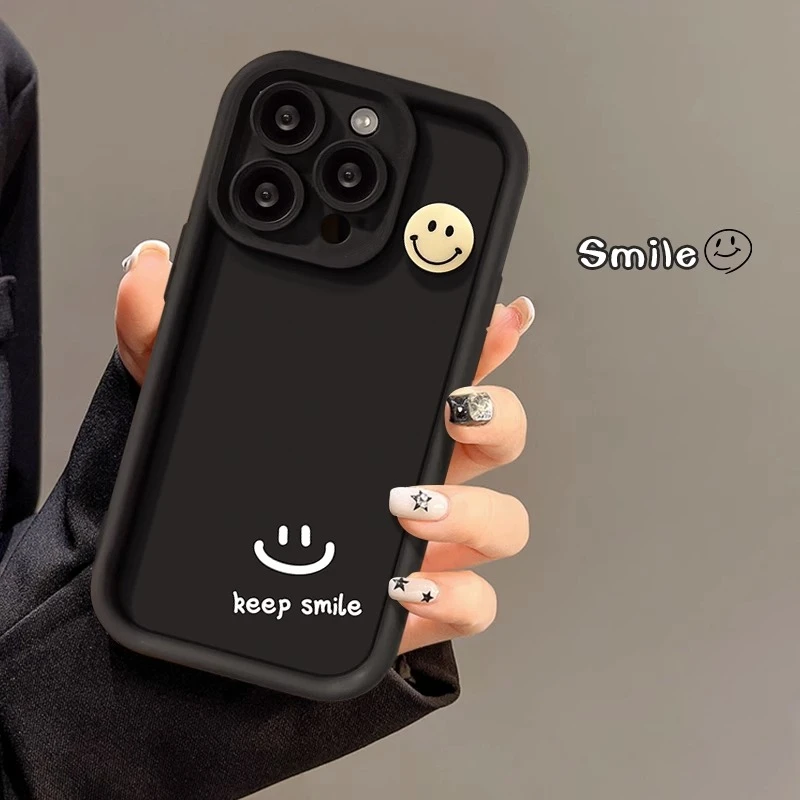 卡通立体keep笑脸iPhone14promax苹果13手机壳11简约12情侣xr个性