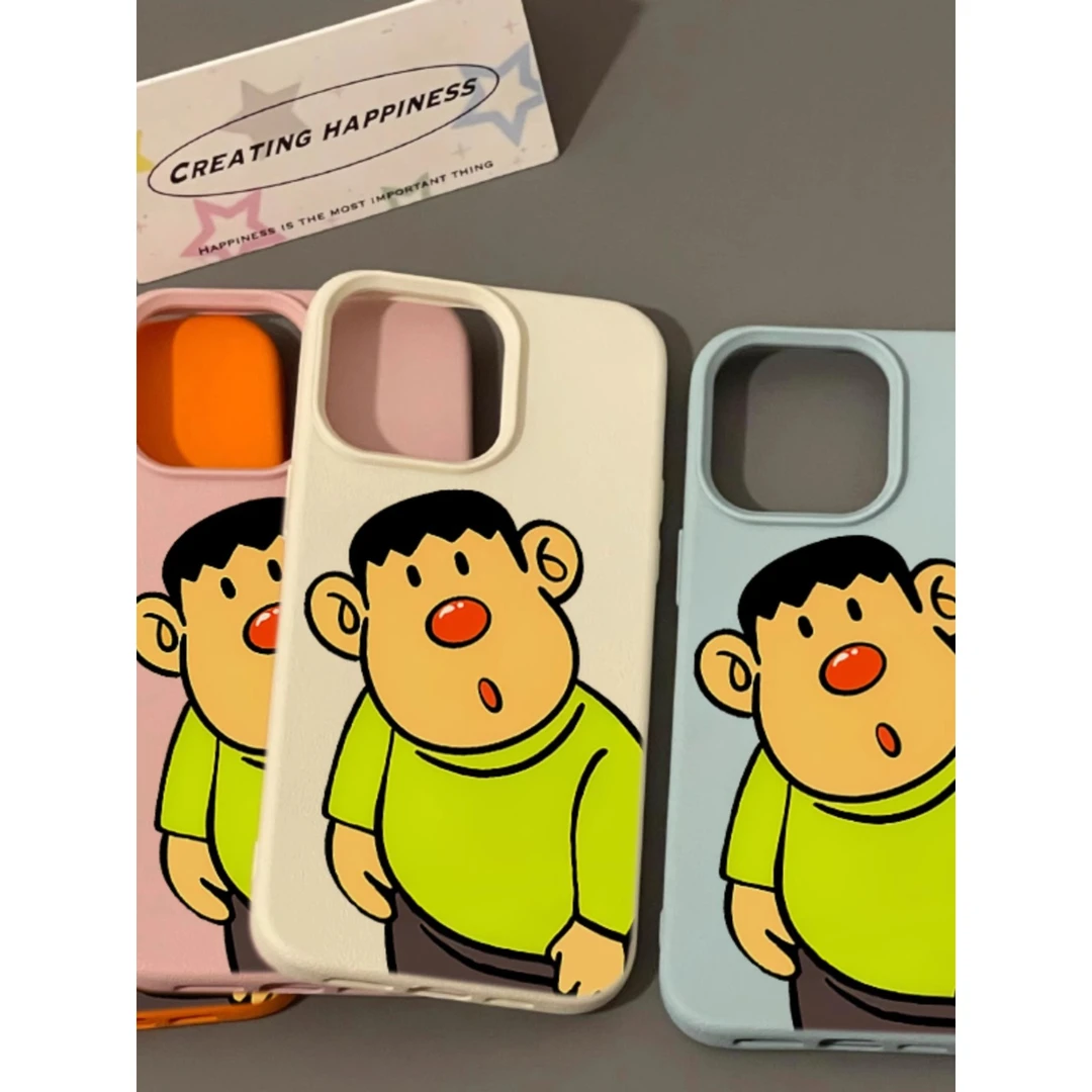 呆萌红鼻子胖虎适用iPhone13苹果14硅胶手机壳15promax可爱8p创意